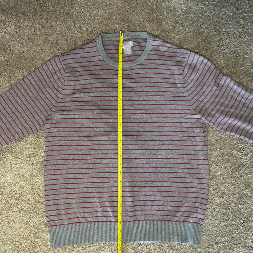 100% Cotton Gray and red striped cotton sweater in a M - Picture 6 of 8